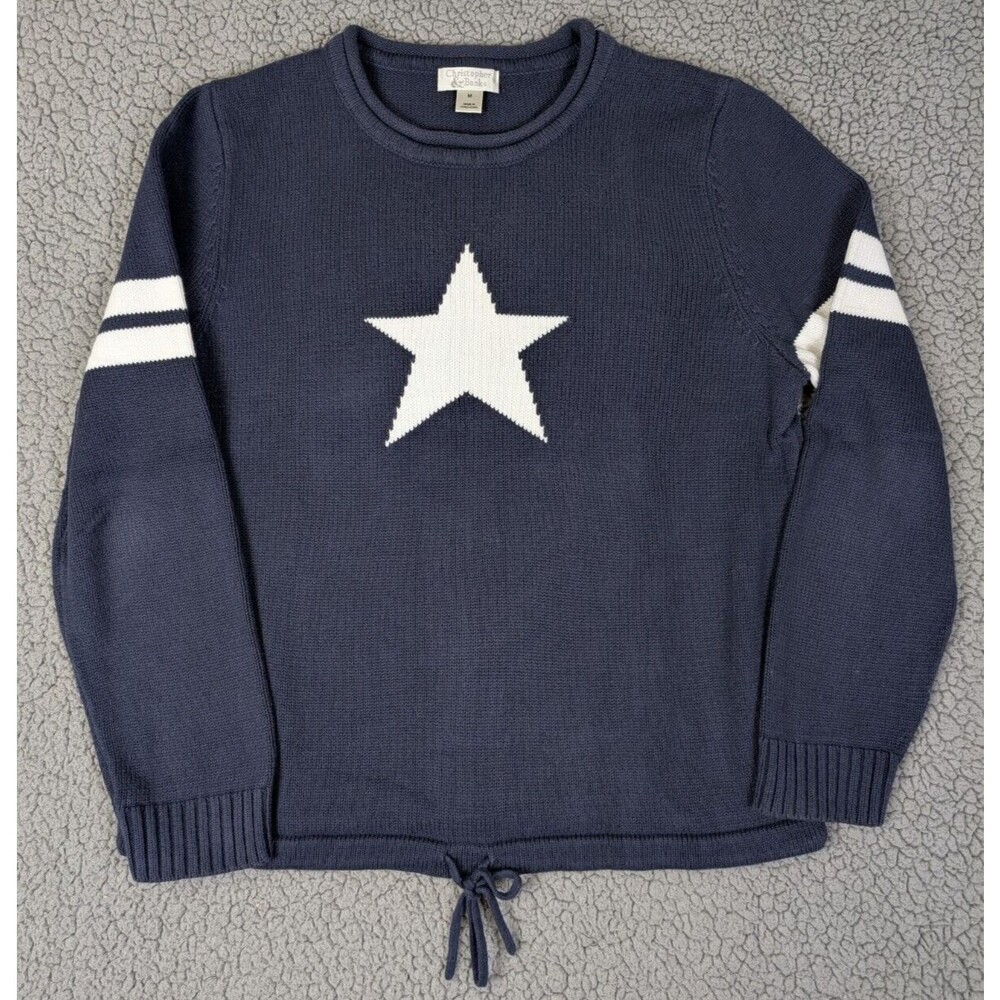 Christopher & Banks Navy Blue Sweater with White Star